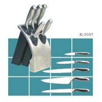 6 PCS Full Stainless Steel Knife Set with Plastic Block